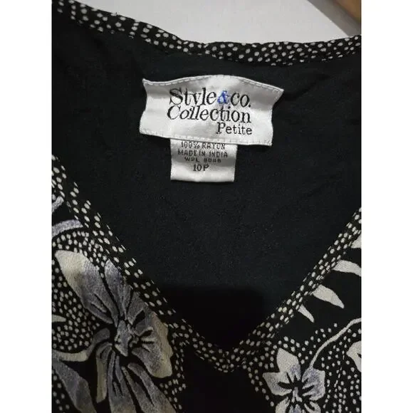 Style & Co Collection Petite Black Floral Maxi Dress – Size 10P gently used - Picture 7 of 8